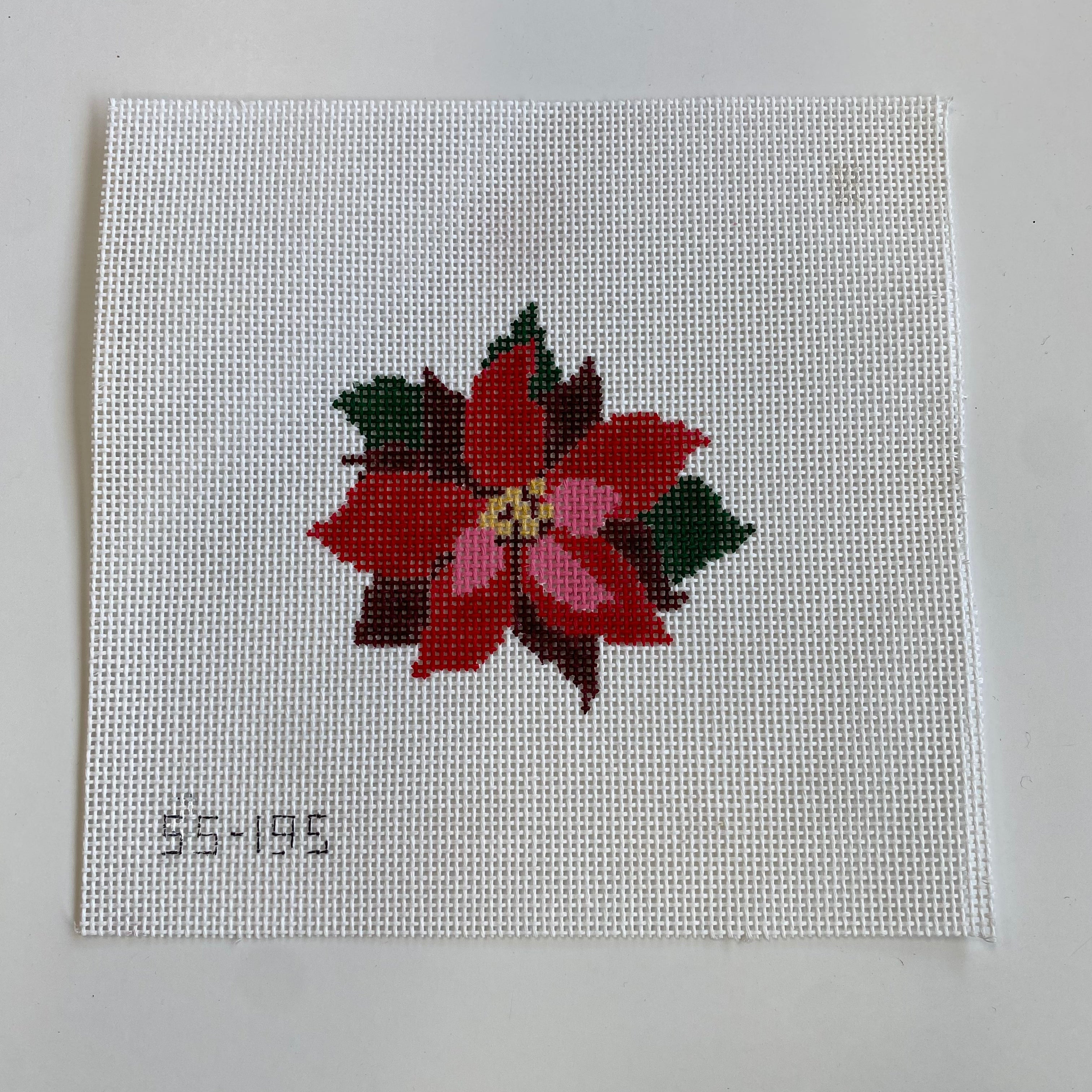 Christmas Poinsettia Canvas - KC Needlepoint