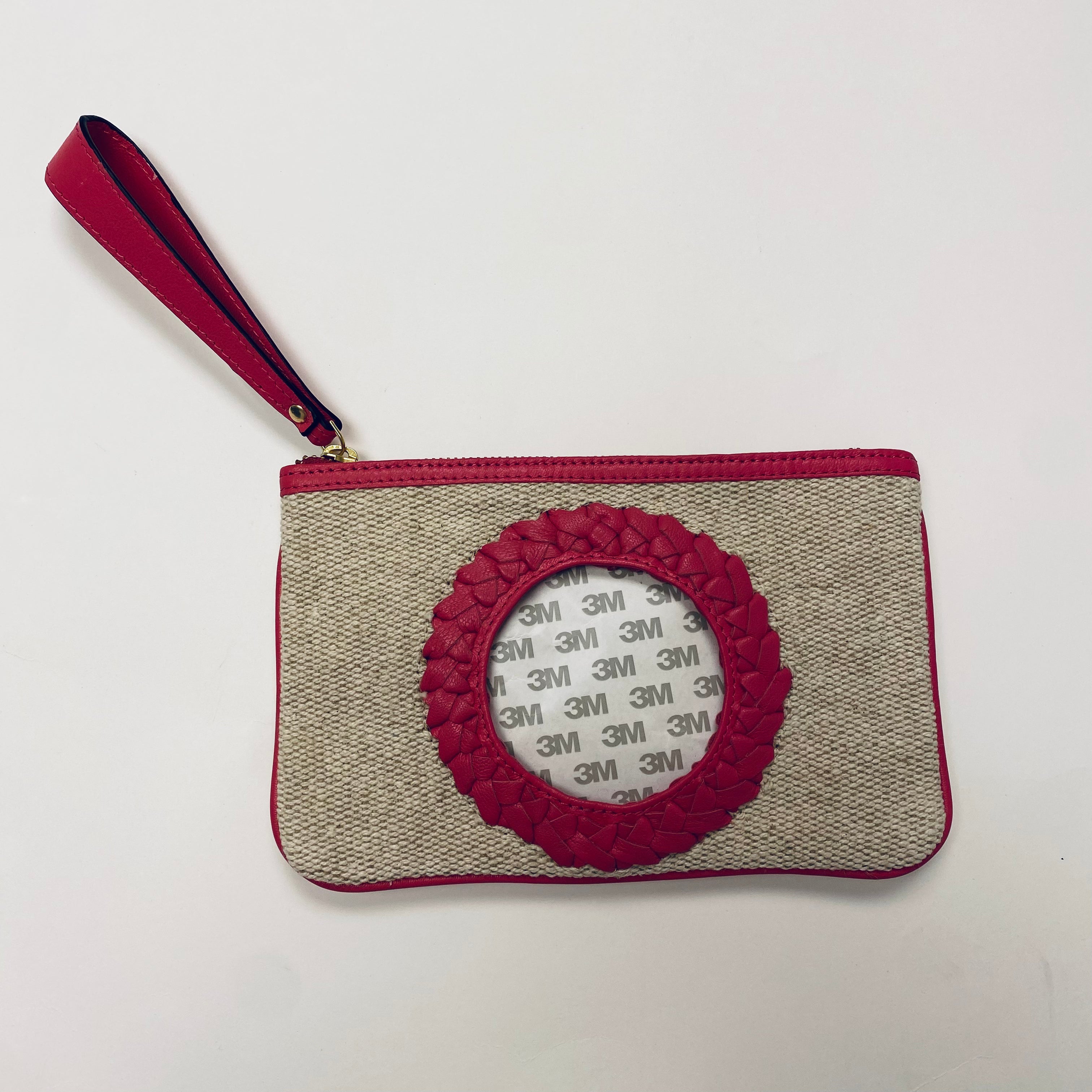 Hot Pink Leather Woven Clutch - KC Needlepoint