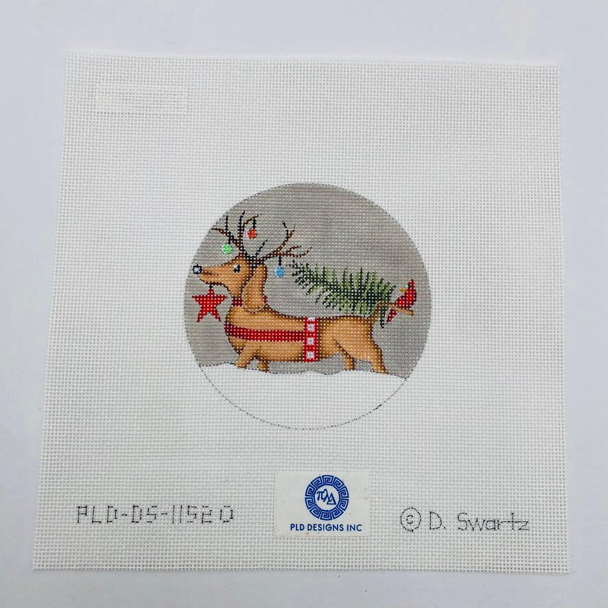 Ornament Dachshund Reindeer Canvas