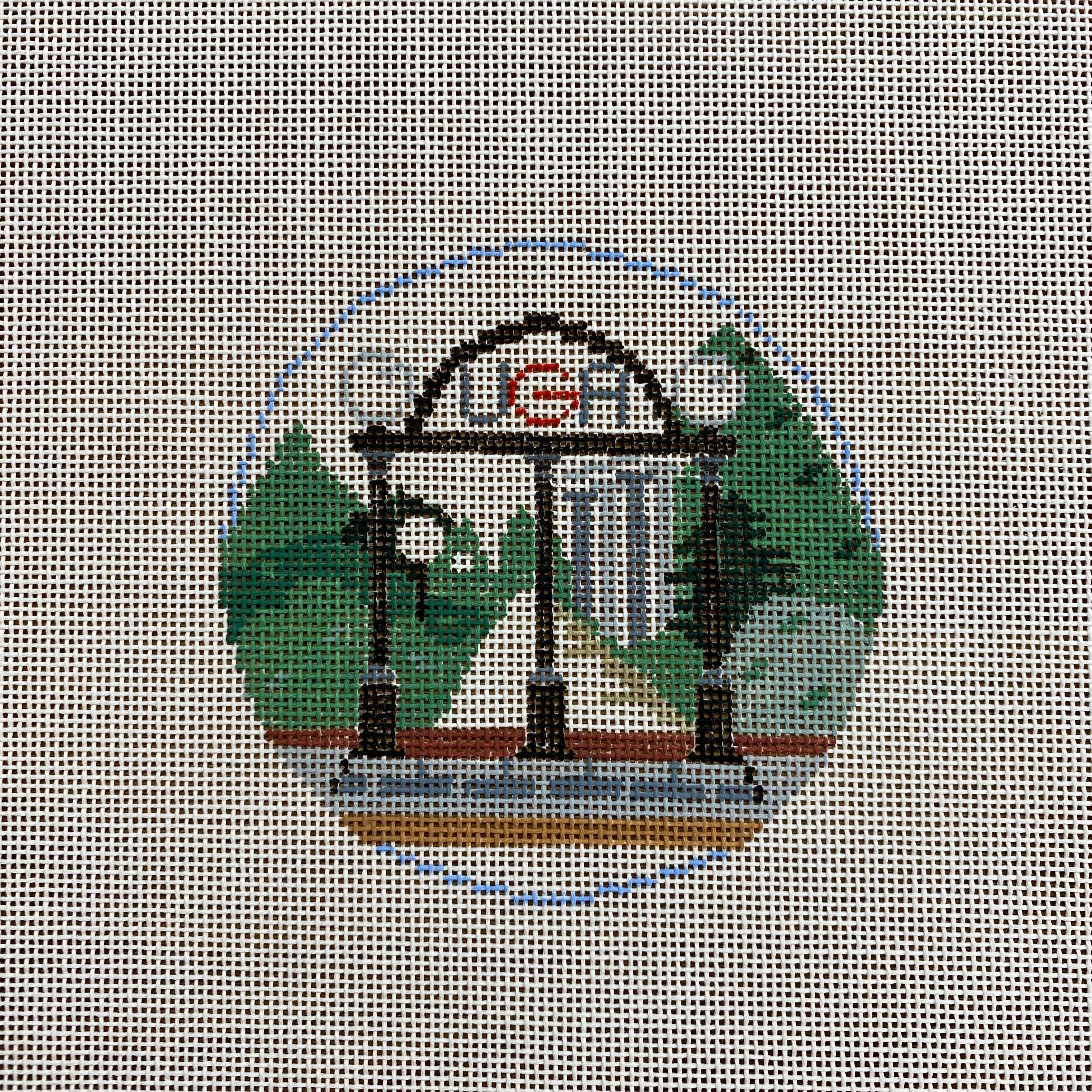 University of Georgia Round Canvas - KC Needlepoint