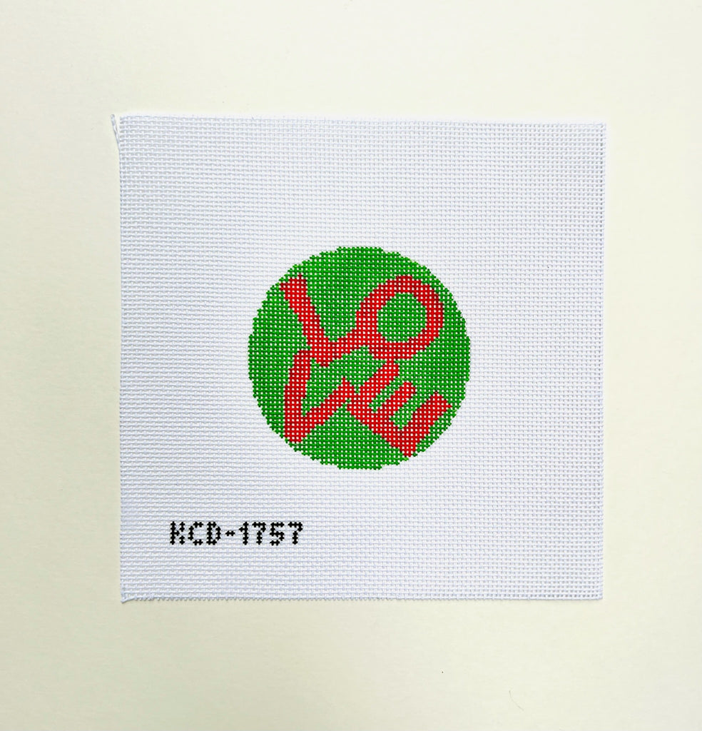 Lovevolve Red and Green Round Canvas TEXT - KC Needlepoint