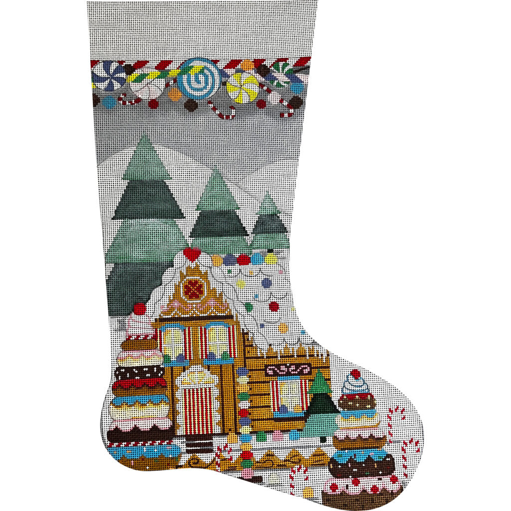 Gingerbread House Stocking Canvas - KC Needlepoint