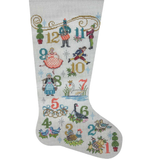 Twelve Days of Christmas Stocking Canvas - KC Needlepoint