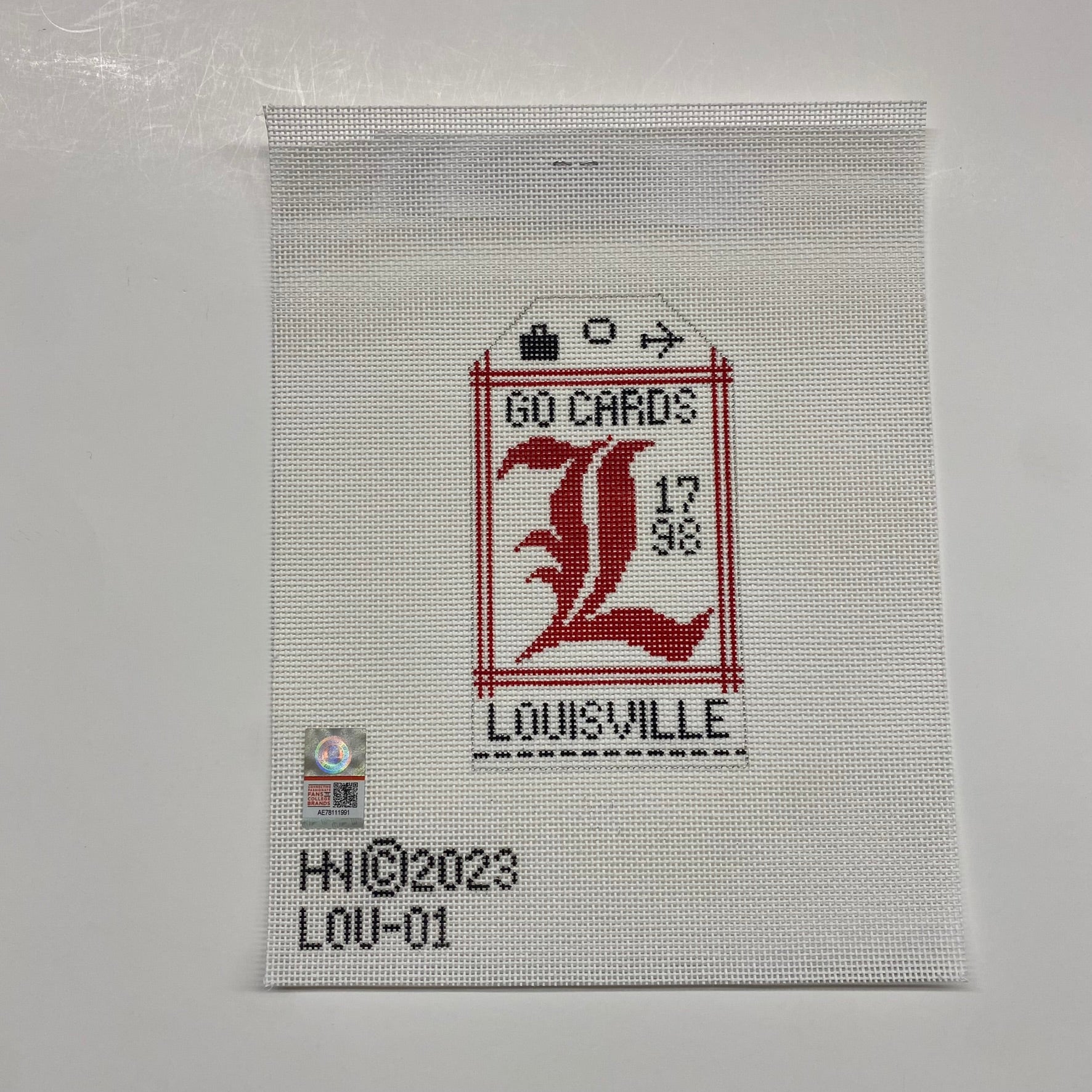 University of Louisville Vintage Travel Tag Canvas - KC Needlepoint