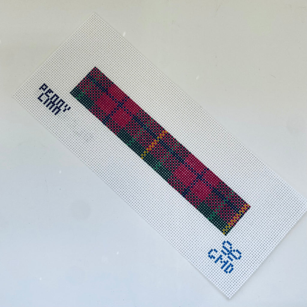 Red Plaid Key Fob Canvas - KC Needlepoint