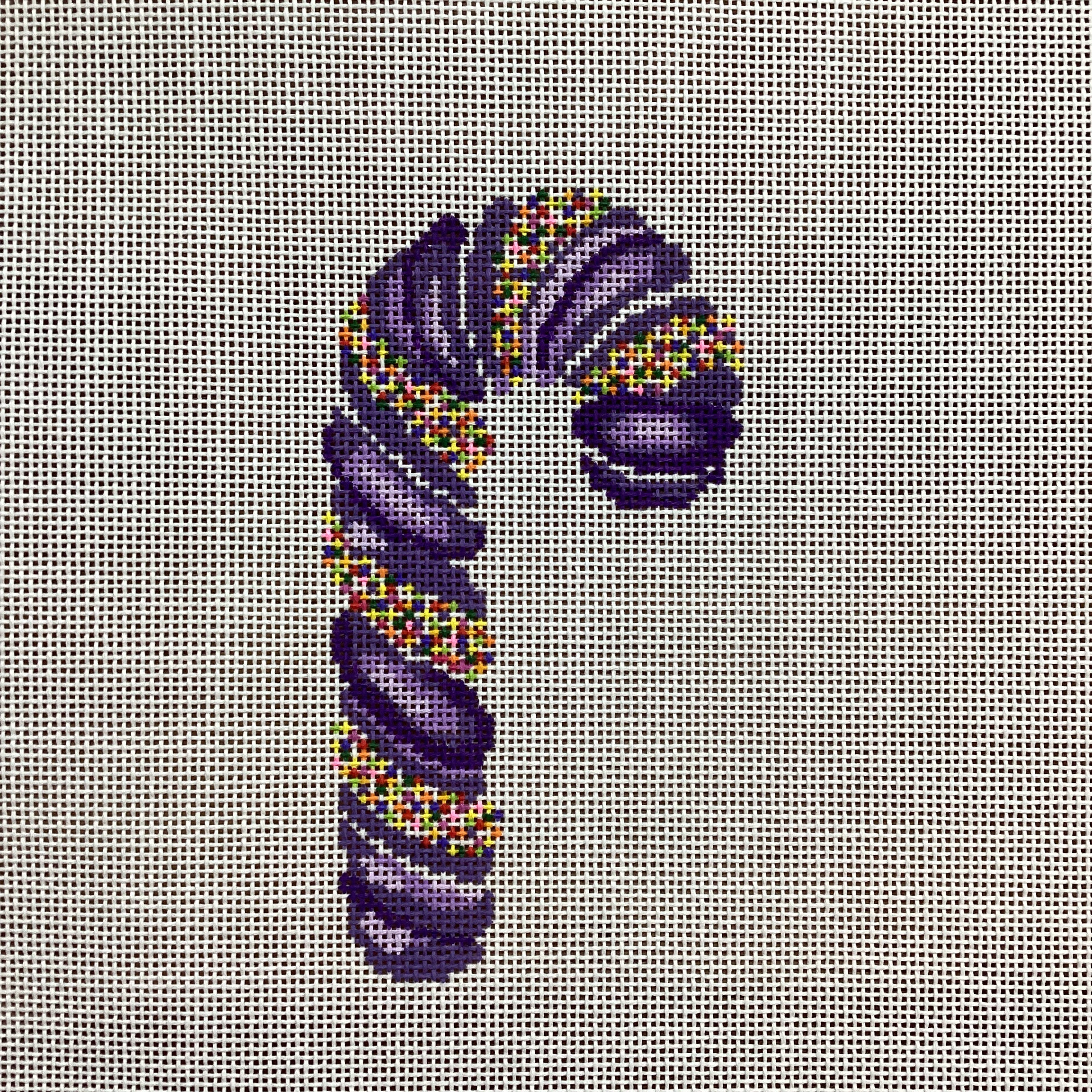 Purple Sprinkle Candy Cane Canvas - KC Needlepoint