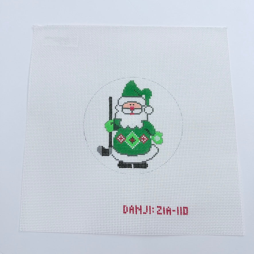 Golf Santa Ornament Canvas