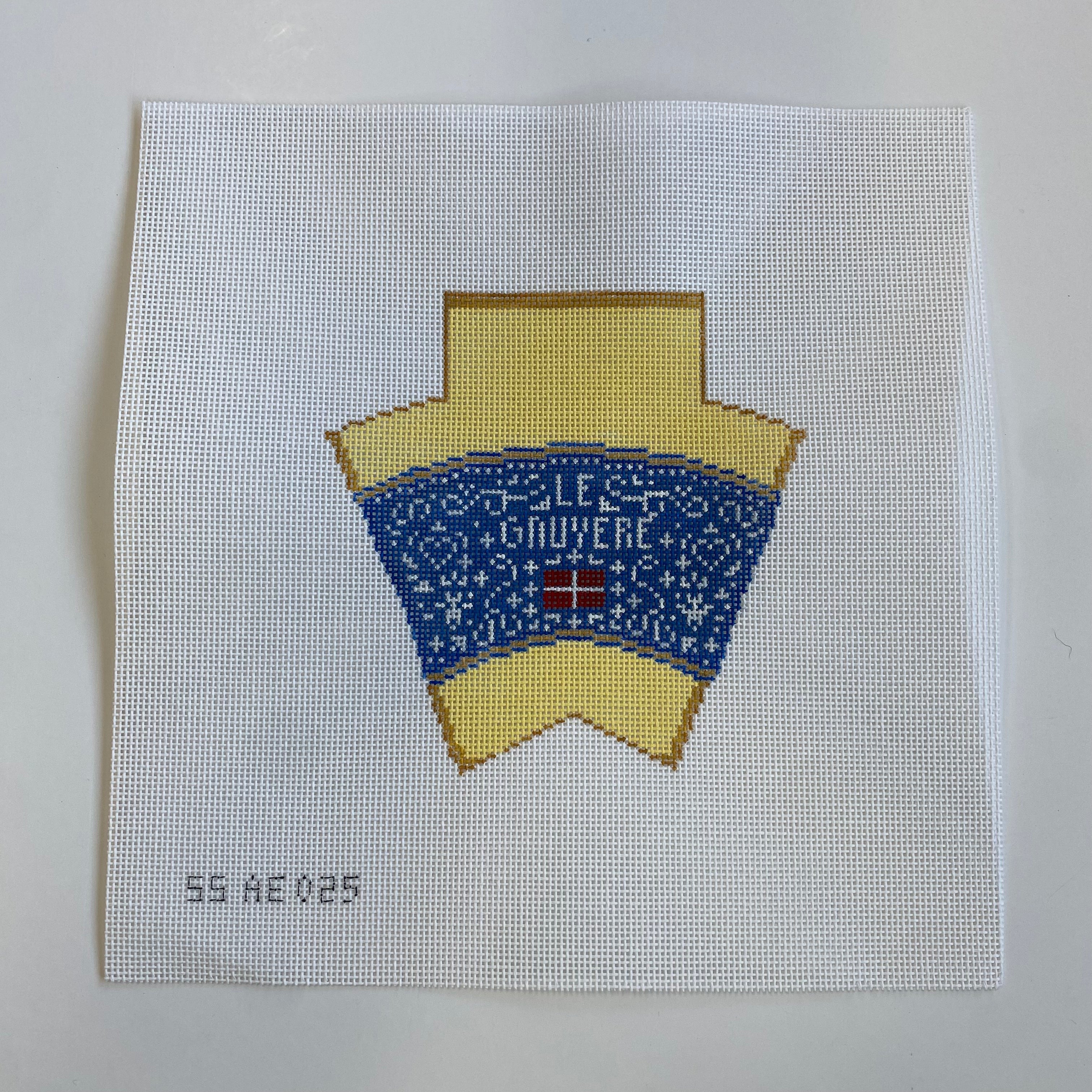 3D Wedge of Gruyere Canvas - KC Needlepoint