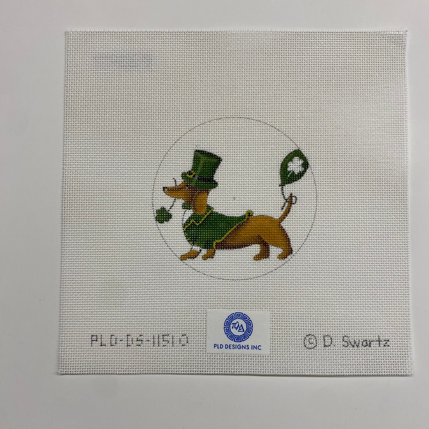 St. Patrick's Day Dachshund Ornament Canvas - KC Needlepoint