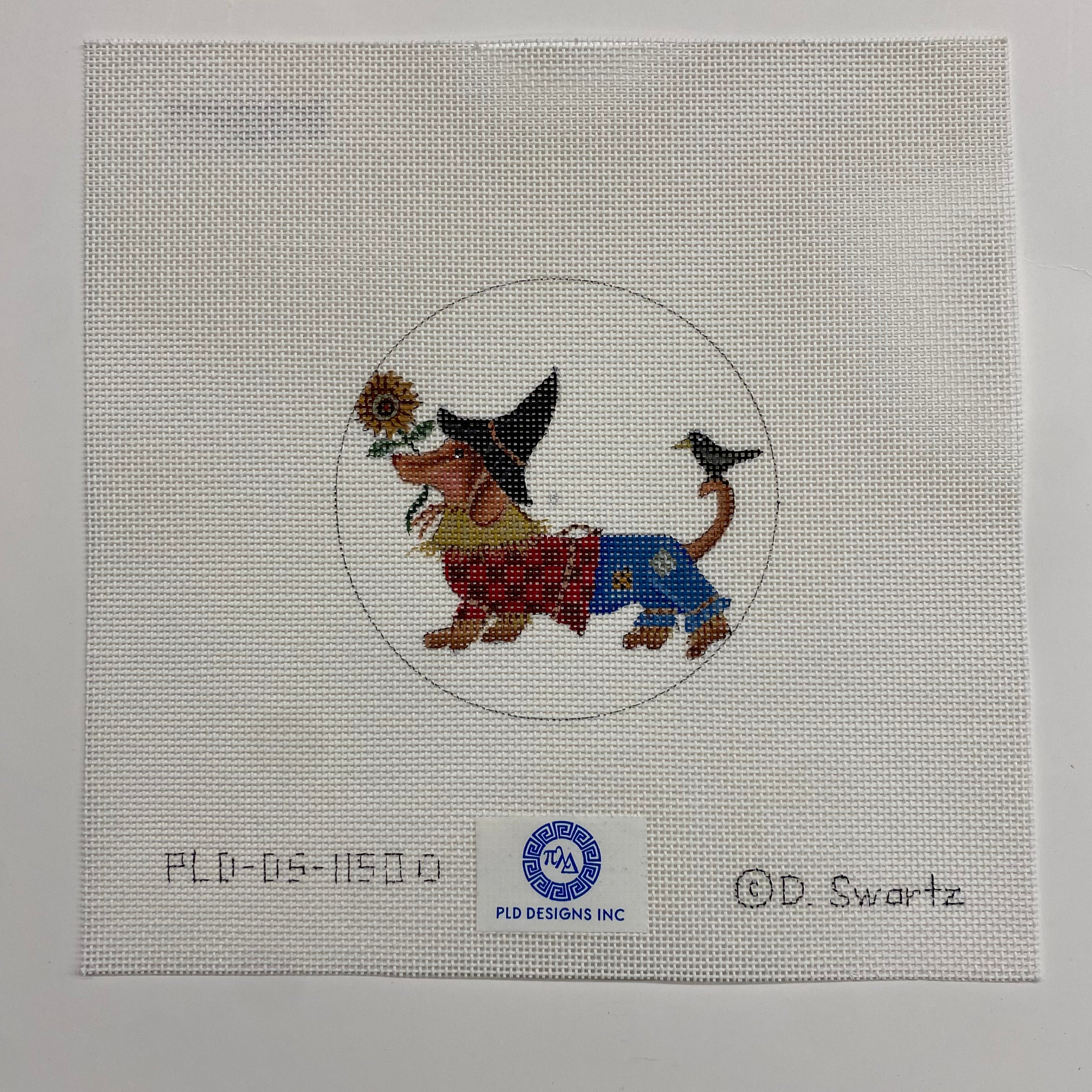 Scarecrow Dachshund Ornament Canvas - KC Needlepoint