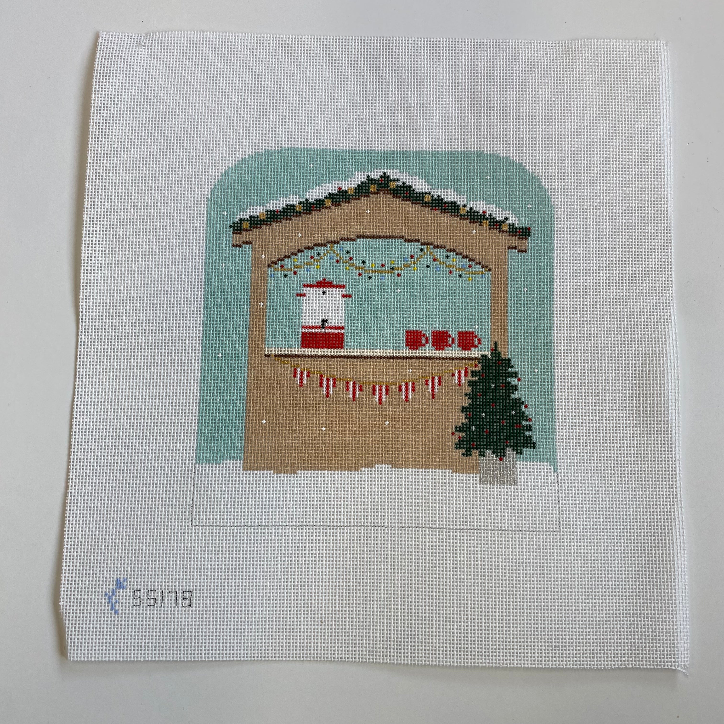 Winter Village Hot Chocolate Stand Canvas - KC Needlepoint