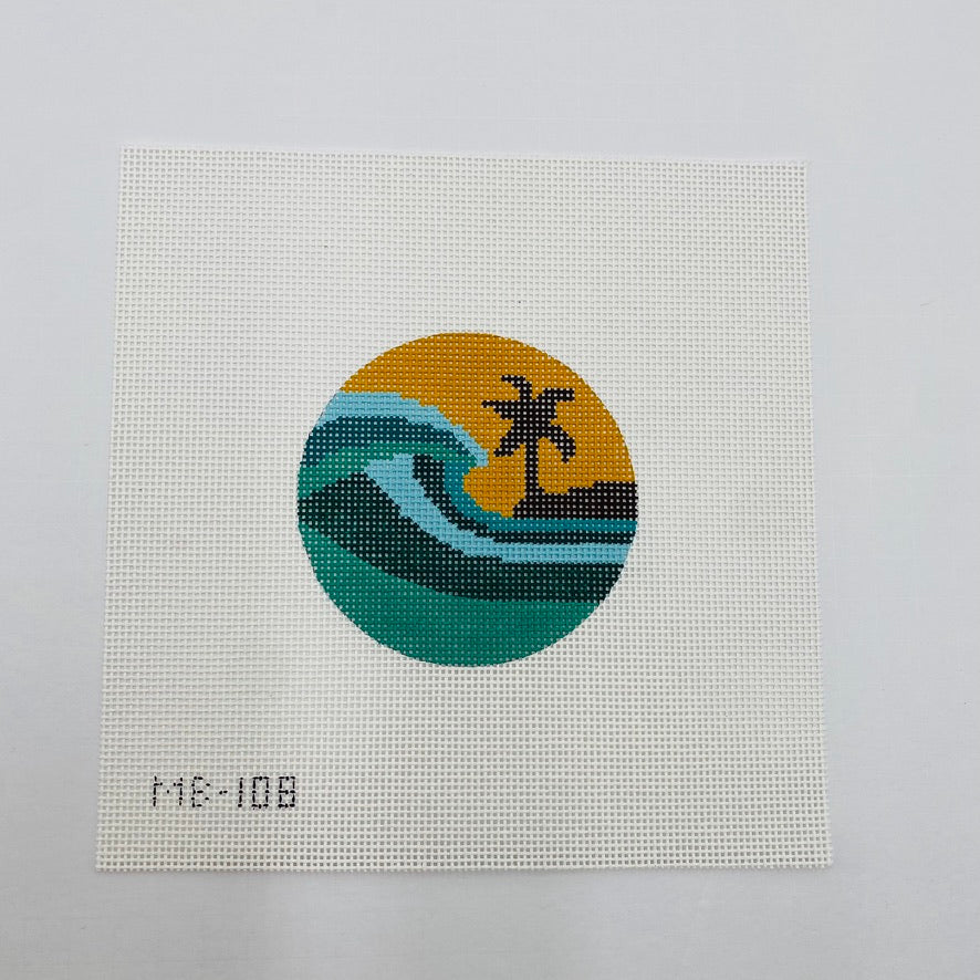 Palm and Wave Round Canvas