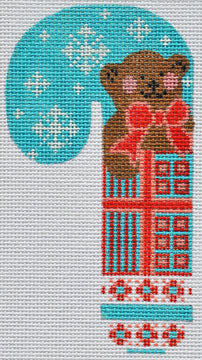 Teddy Bear Candy Cane Canvas - KC Needlepoint