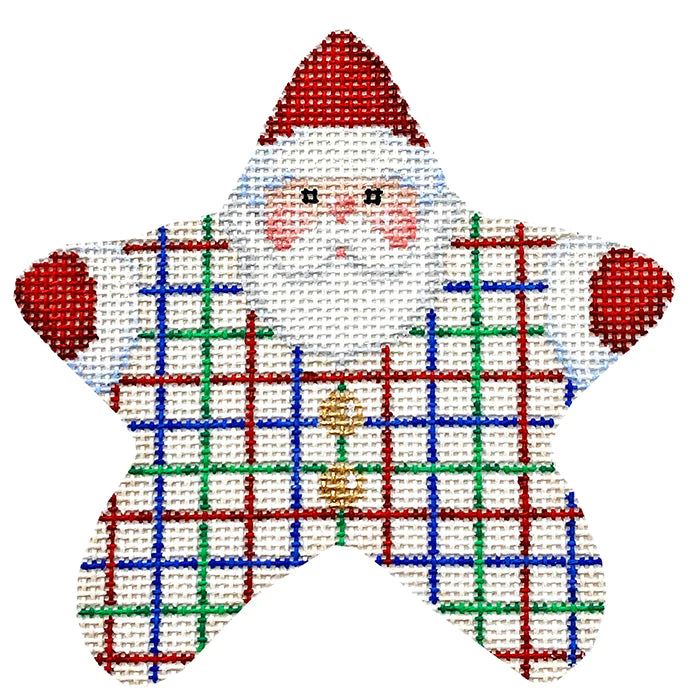 Tattersall PJ Santa Star Canvas - KC Needlepoint