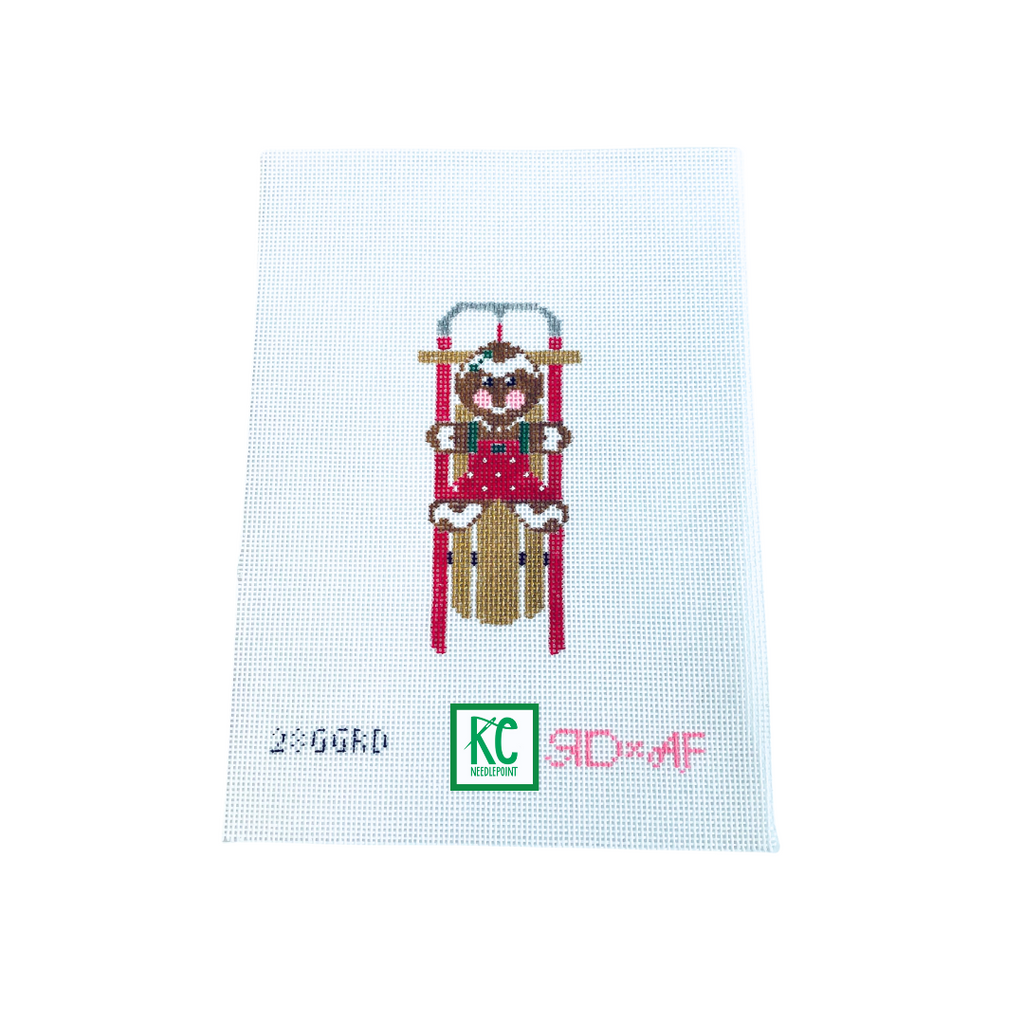 Sled with Red Gingerbread Girl Canvas