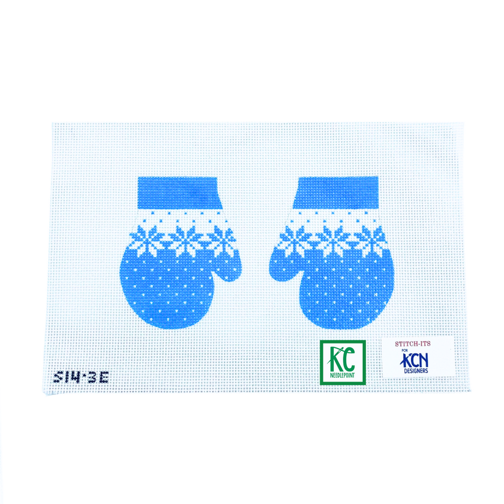 Snowflakes on Blue Mittens Canvas