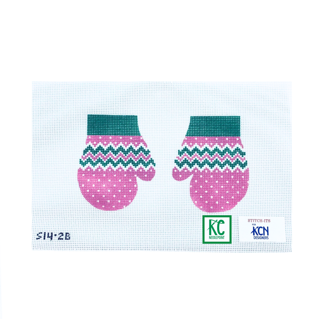 Pink and Green Mittens Canvas