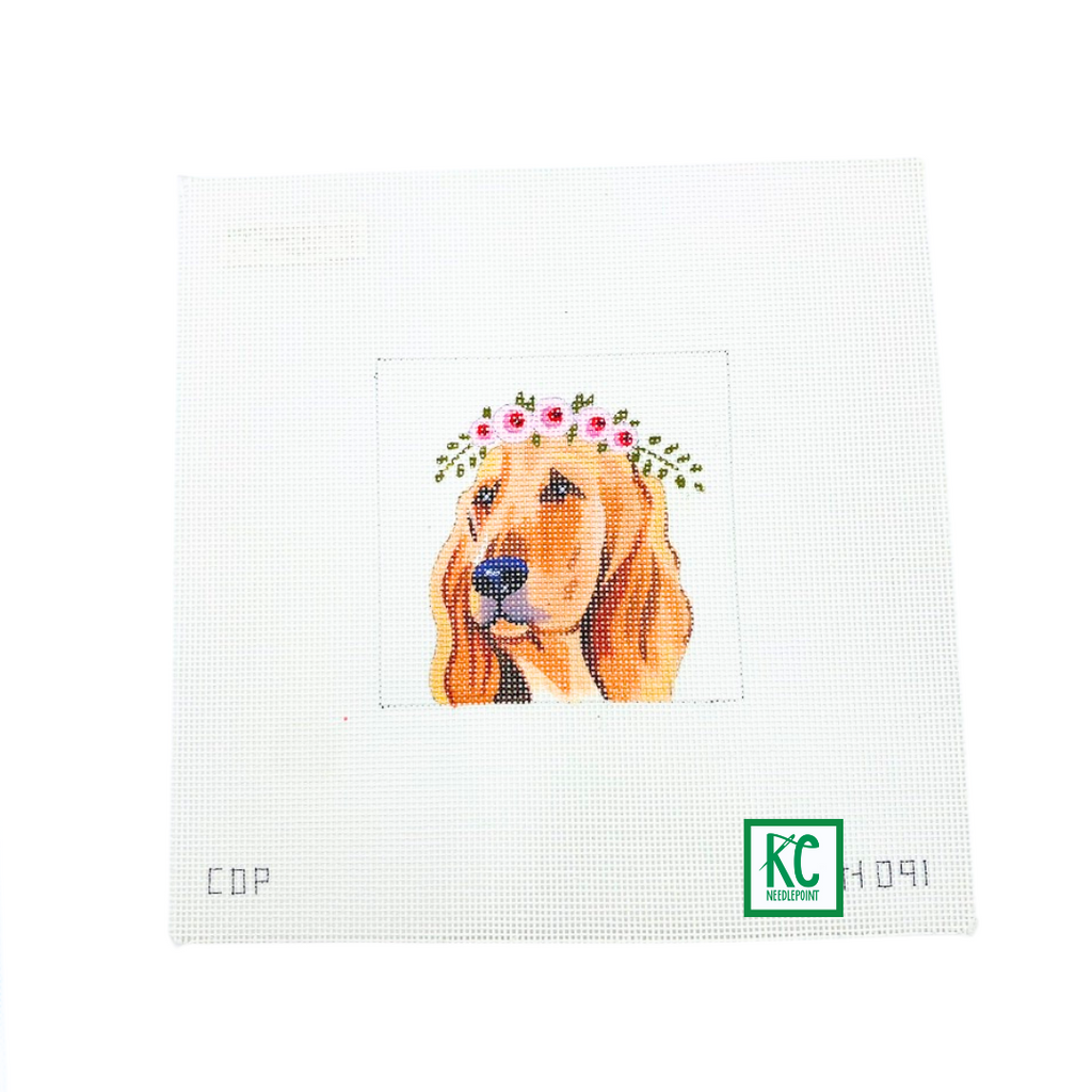 Bloodhound with Floral Crown Canvas