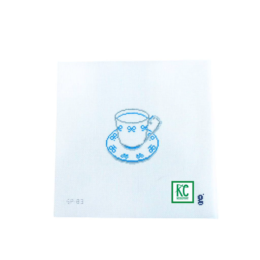 Blue Bow Tea Cup Canvas