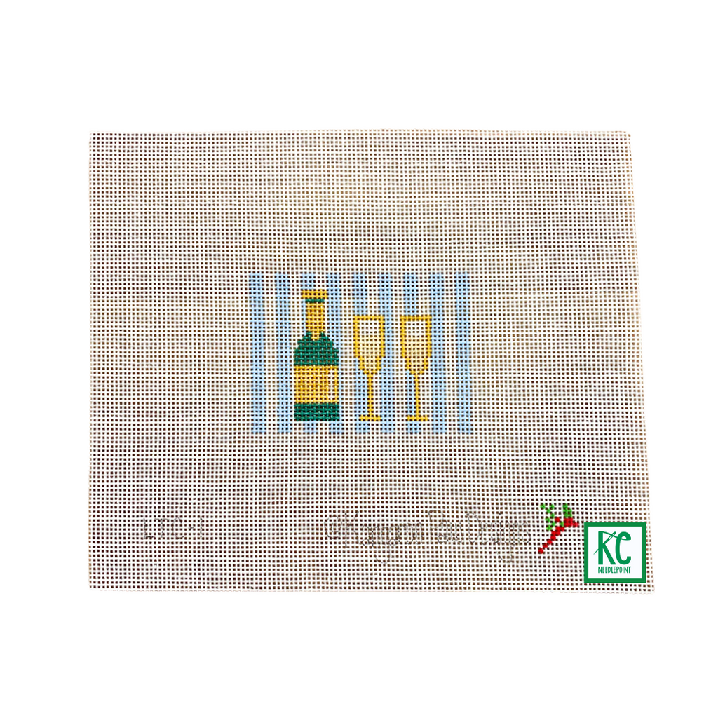 Champagne with Blue Stripes Canvas