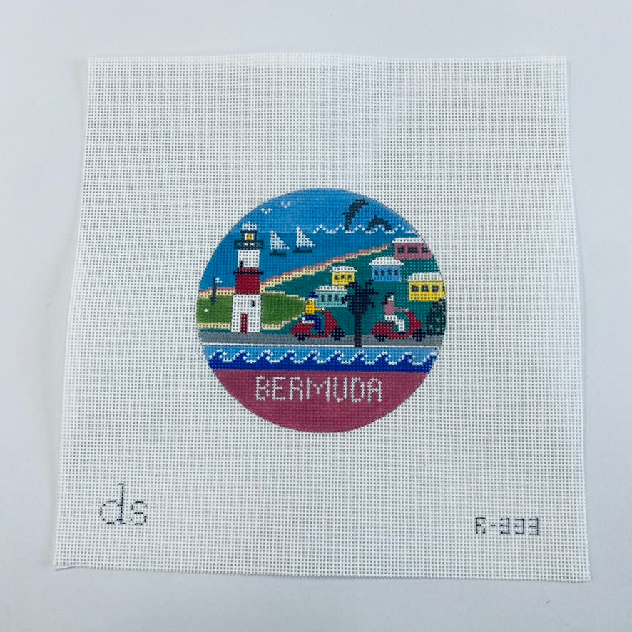 Bermuda Travel Round Needlepoint Canvas