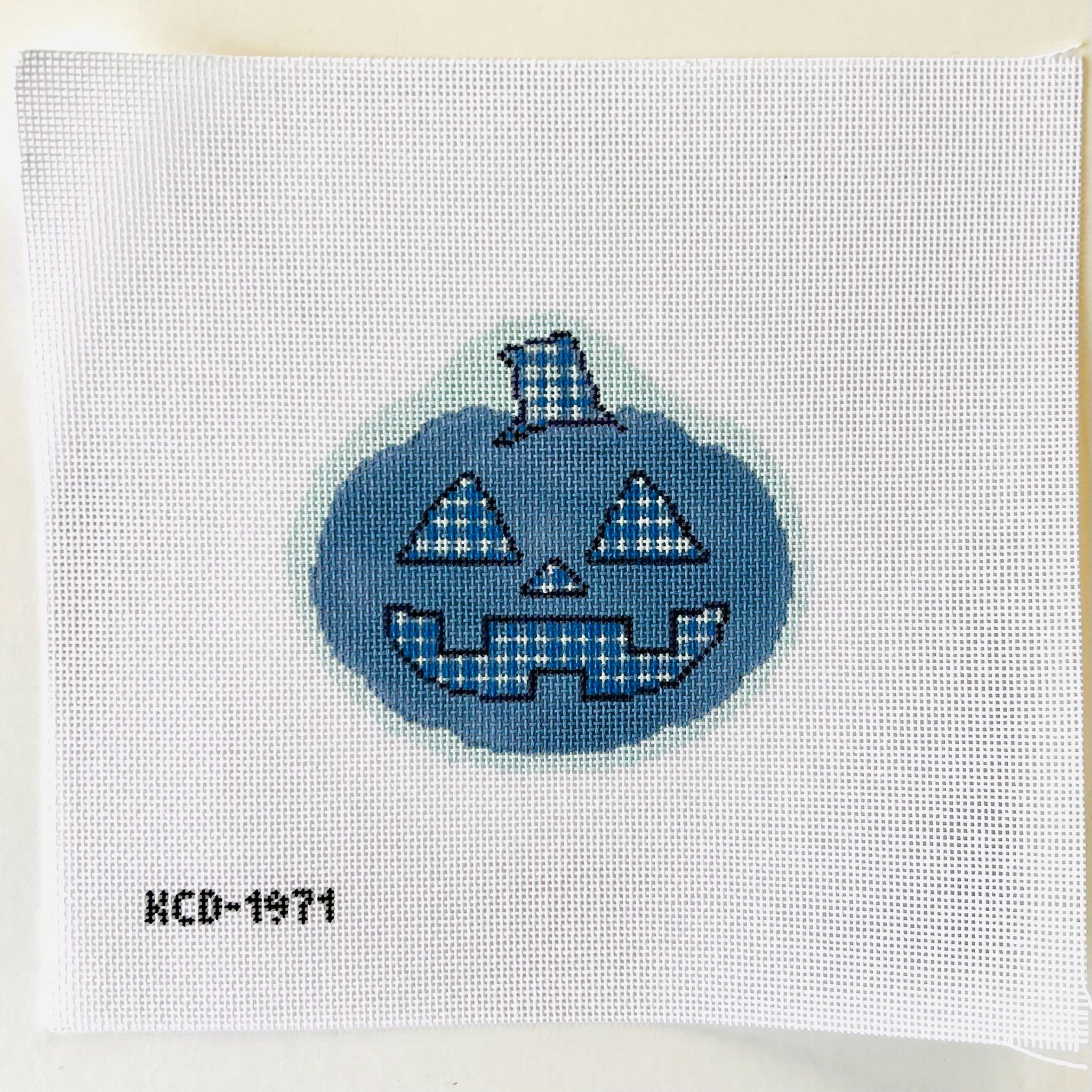 Plaid Pumpkin Ornament Canvas - KC Needlepoint