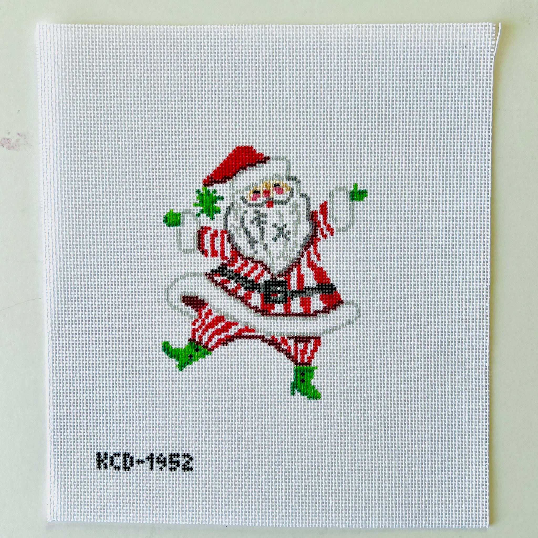 Retro Santa with Stripes Canvas - KC Needlepoint