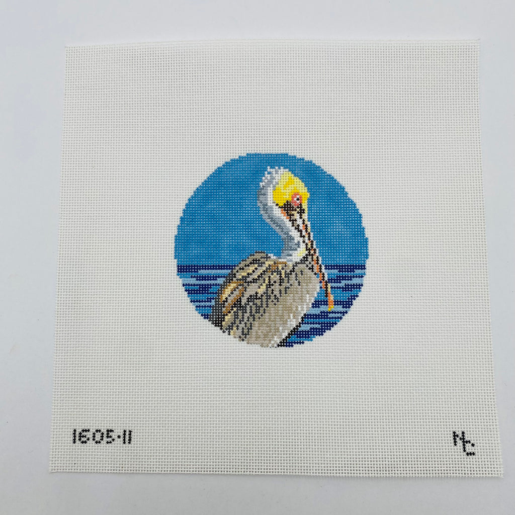 Brown Pelican Round Canvas