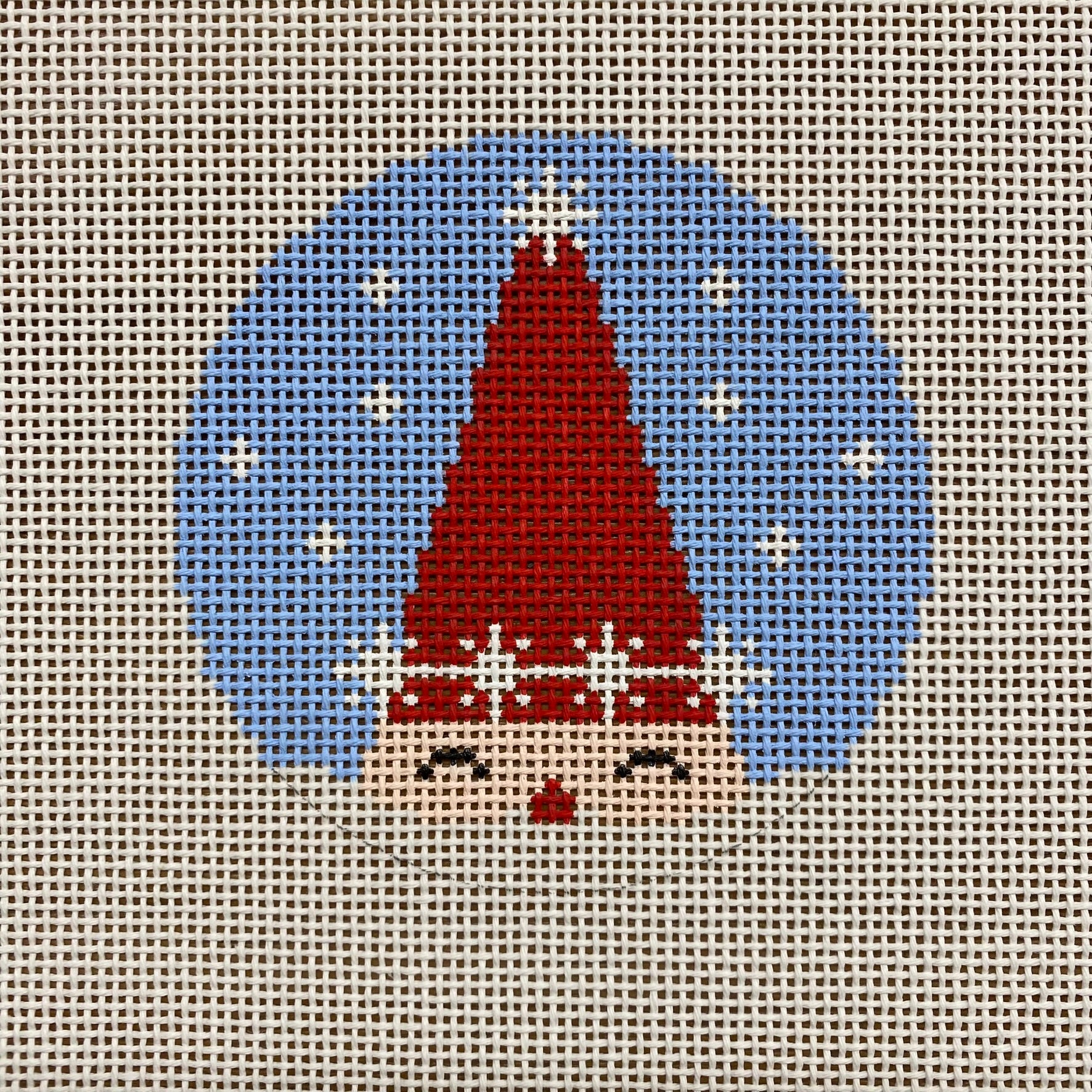 Santa Round Canvas - KC Needlepoint