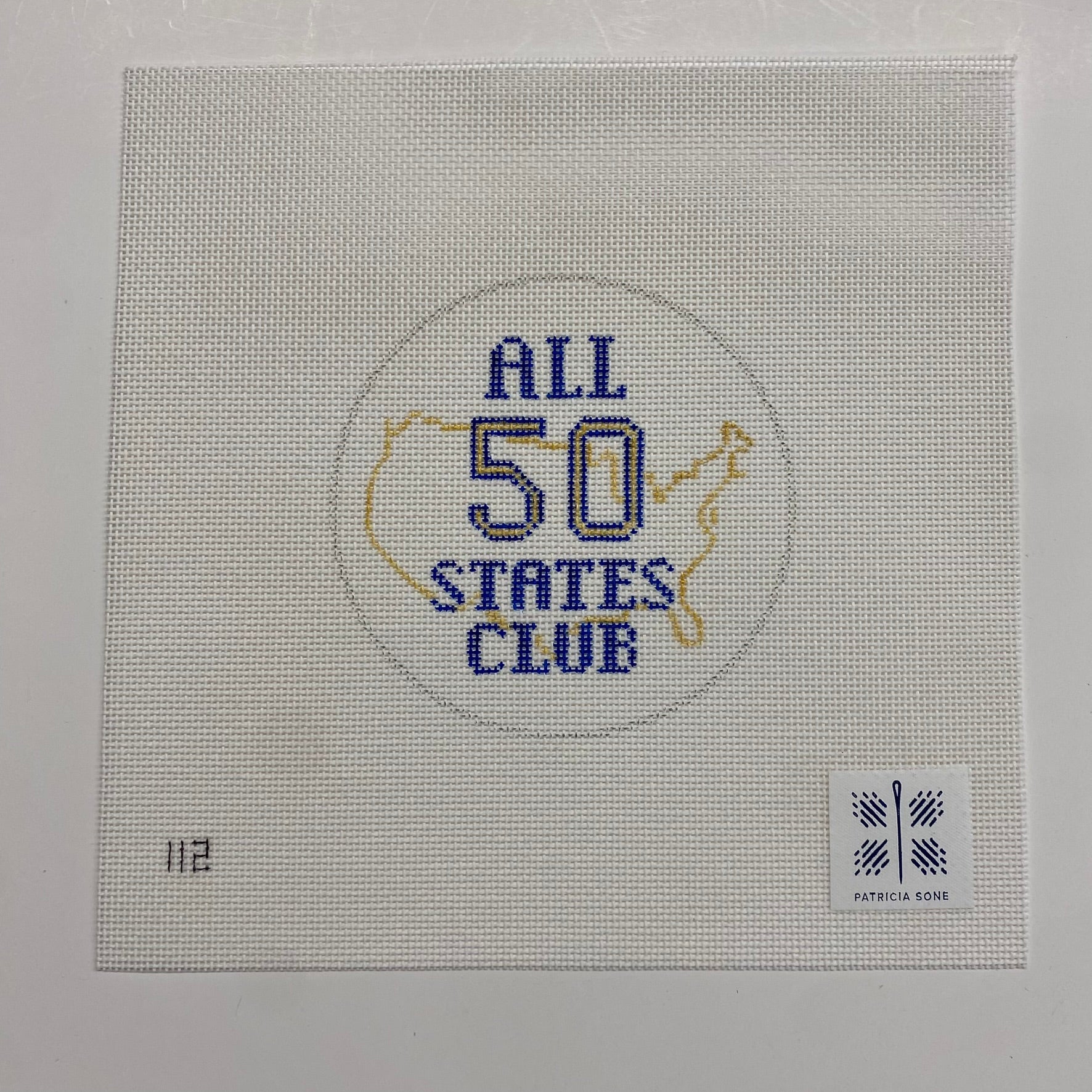 All 50 States Club Round Canvas - KC Needlepoint