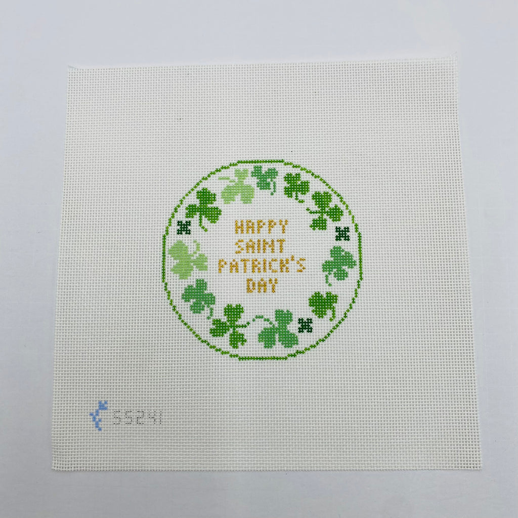 St. Patrick's Day Clover Round Canvas