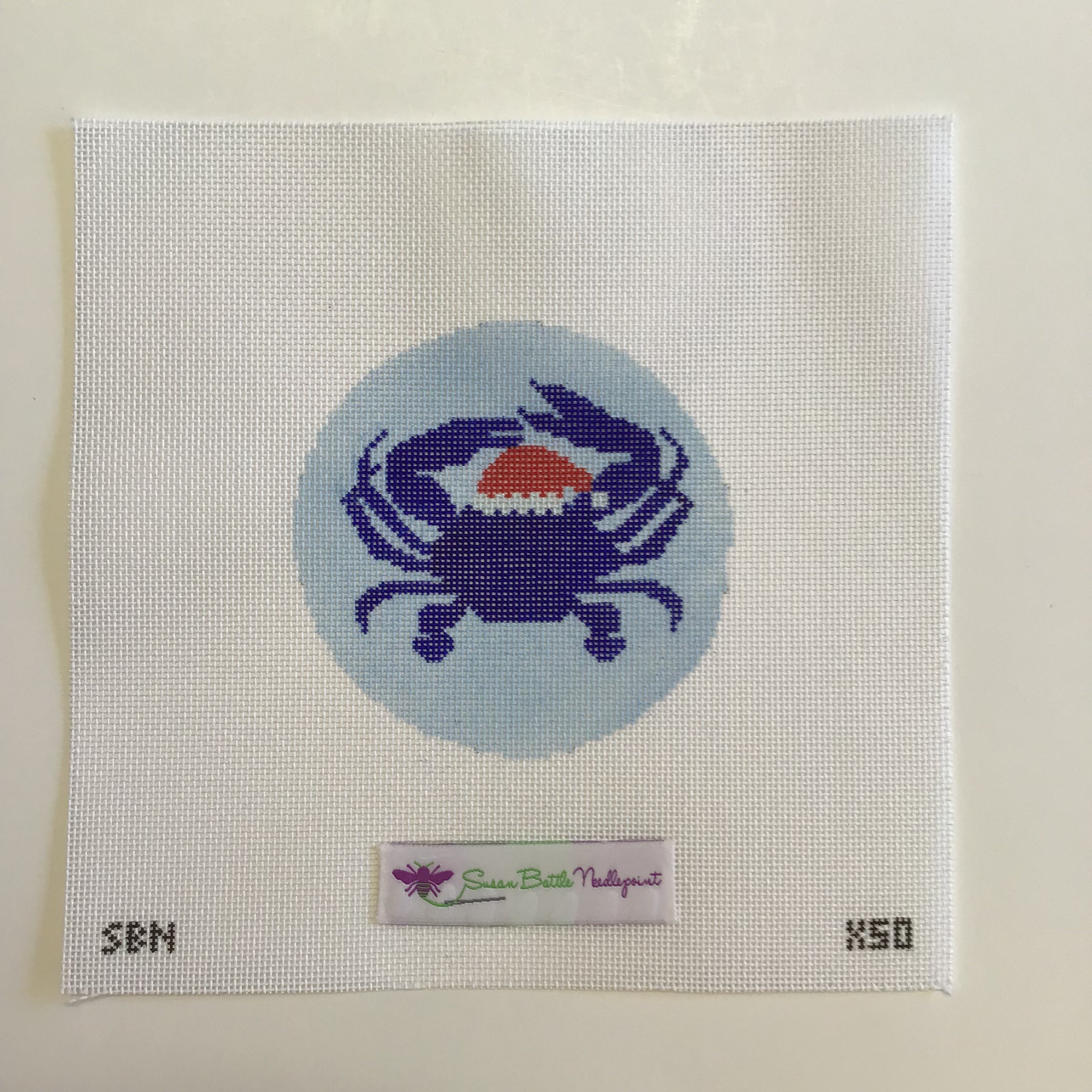 Blue Crab in Santa Hat Canvas - KC Needlepoint