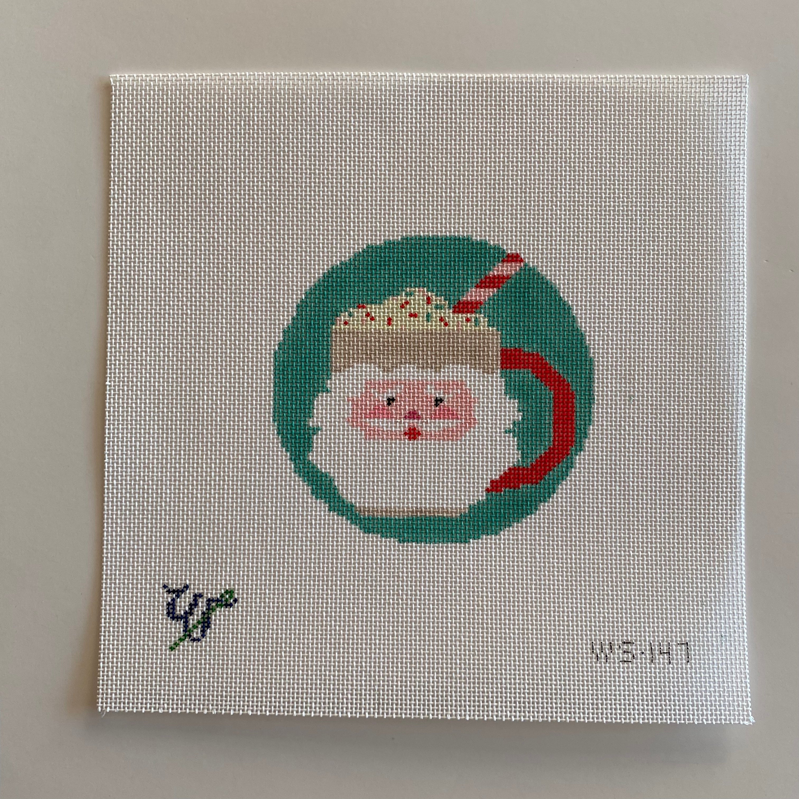 Santa Egg Nog Mug Canvas - KC Needlepoint