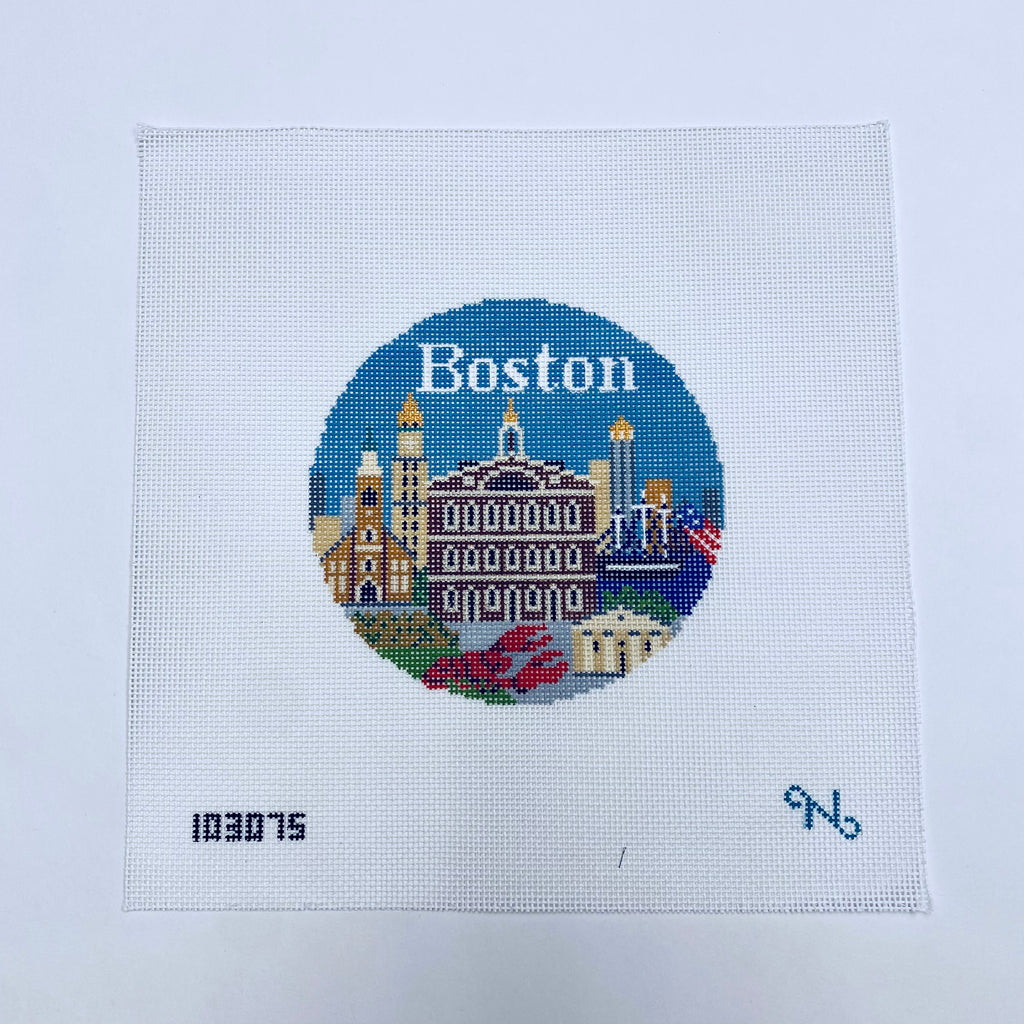 Boston Travel Round Canvas