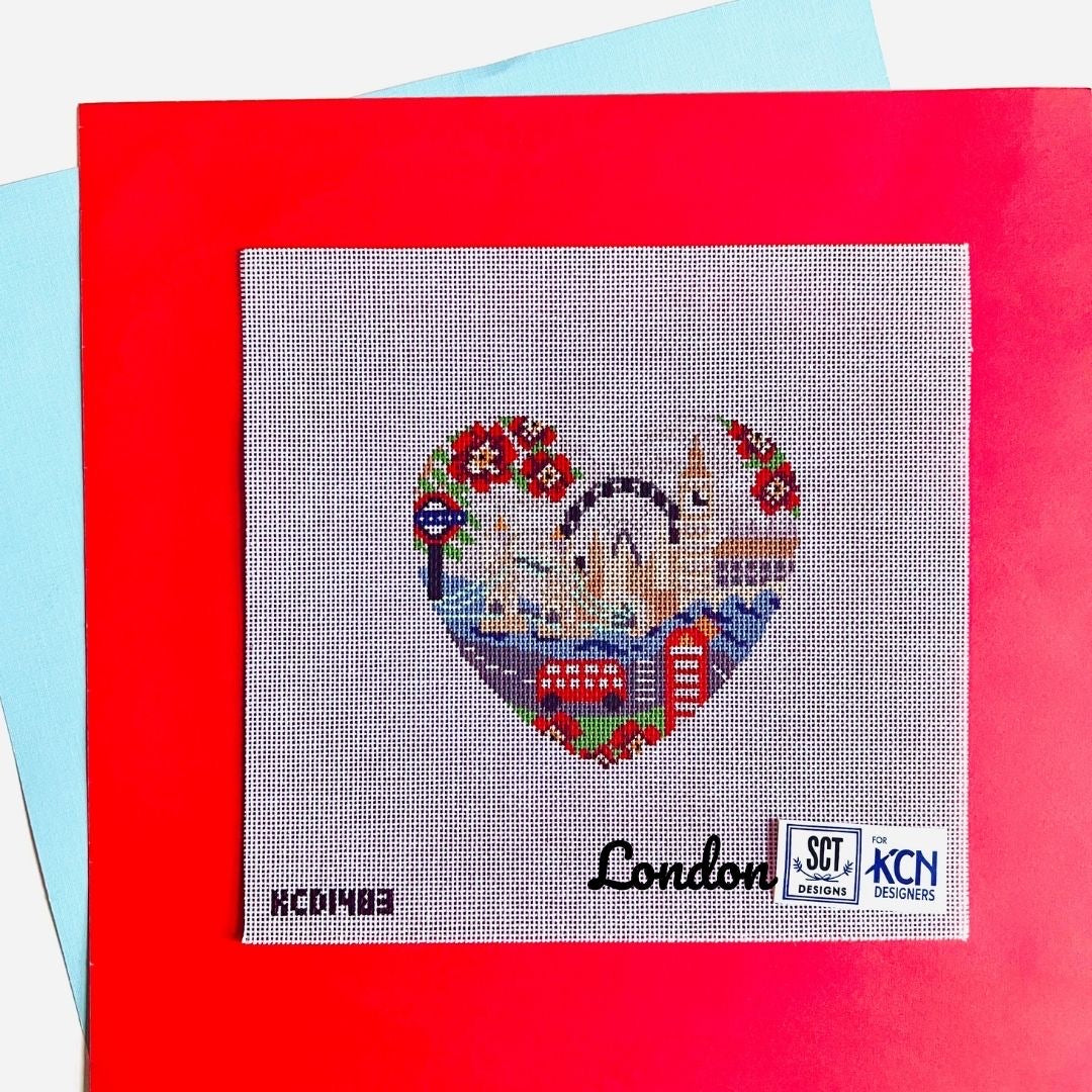 London Heart Canvas - KC Needlepoint