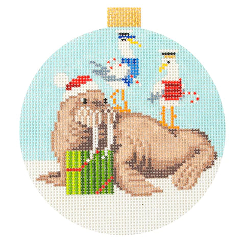 Walrus and Seagulls Needlepoint Canvas - KC Needlepoint