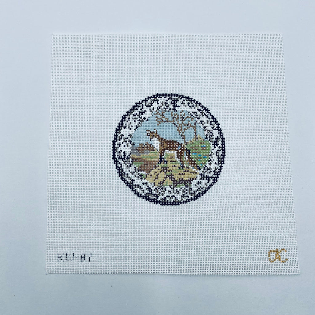 Transferware Fox Round Canvas