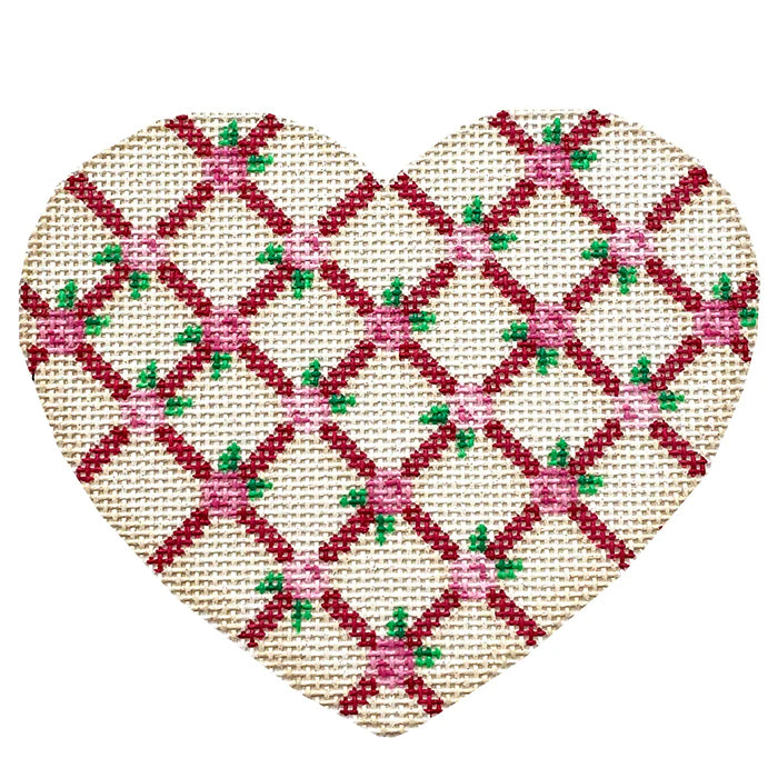 Rosebud Lattice Heart Canvas