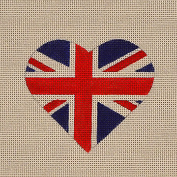 British Flag Heart Canvas - KC Needlepoint