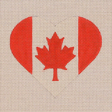 Canadian Flag Heart Canvas - KC Needlepoint