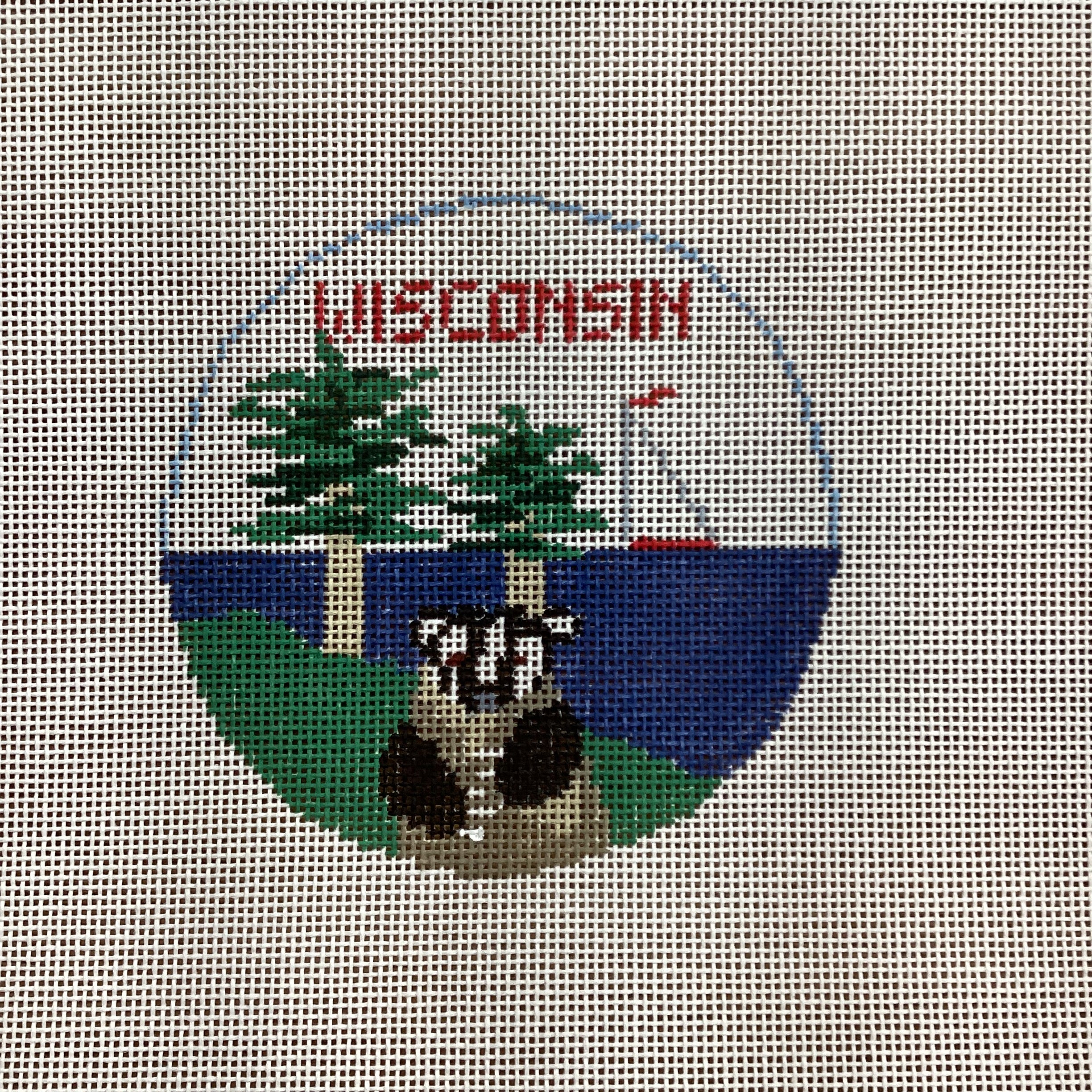 Wisconsin Travel Round Canvas - KC Needlepoint