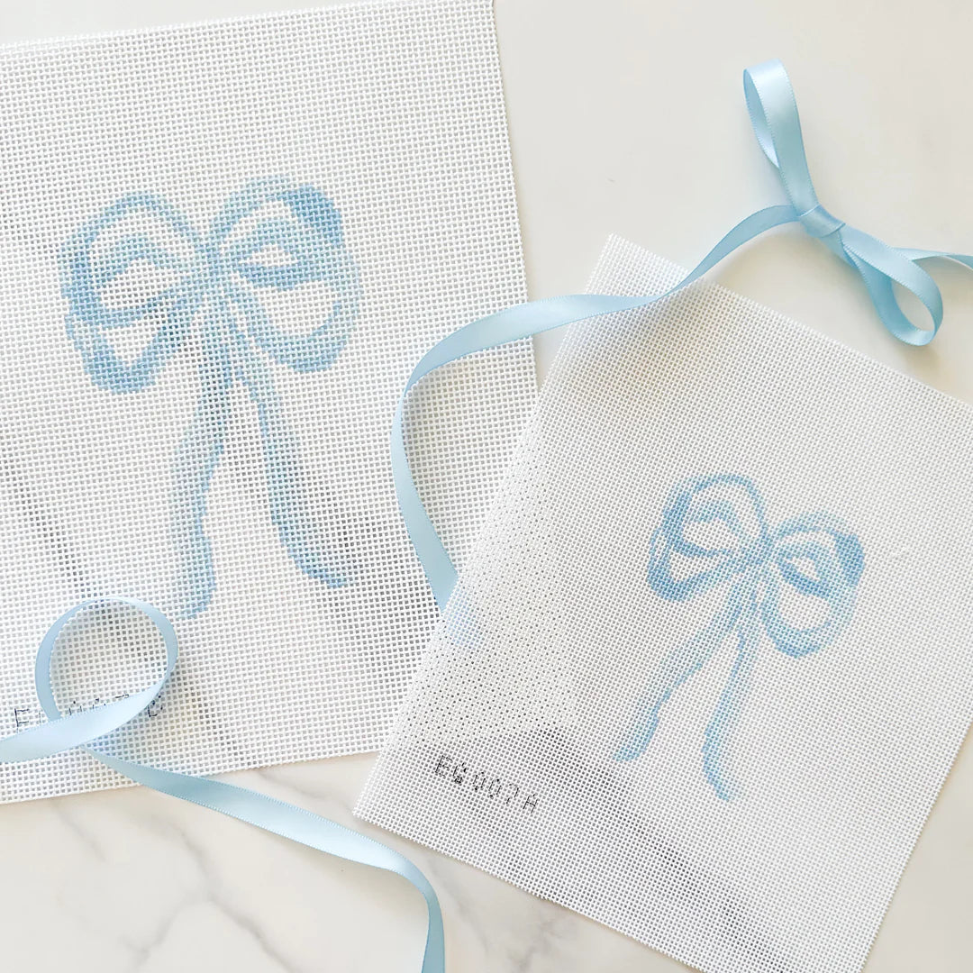 Blue Bow Canvas - KC Needlepoint