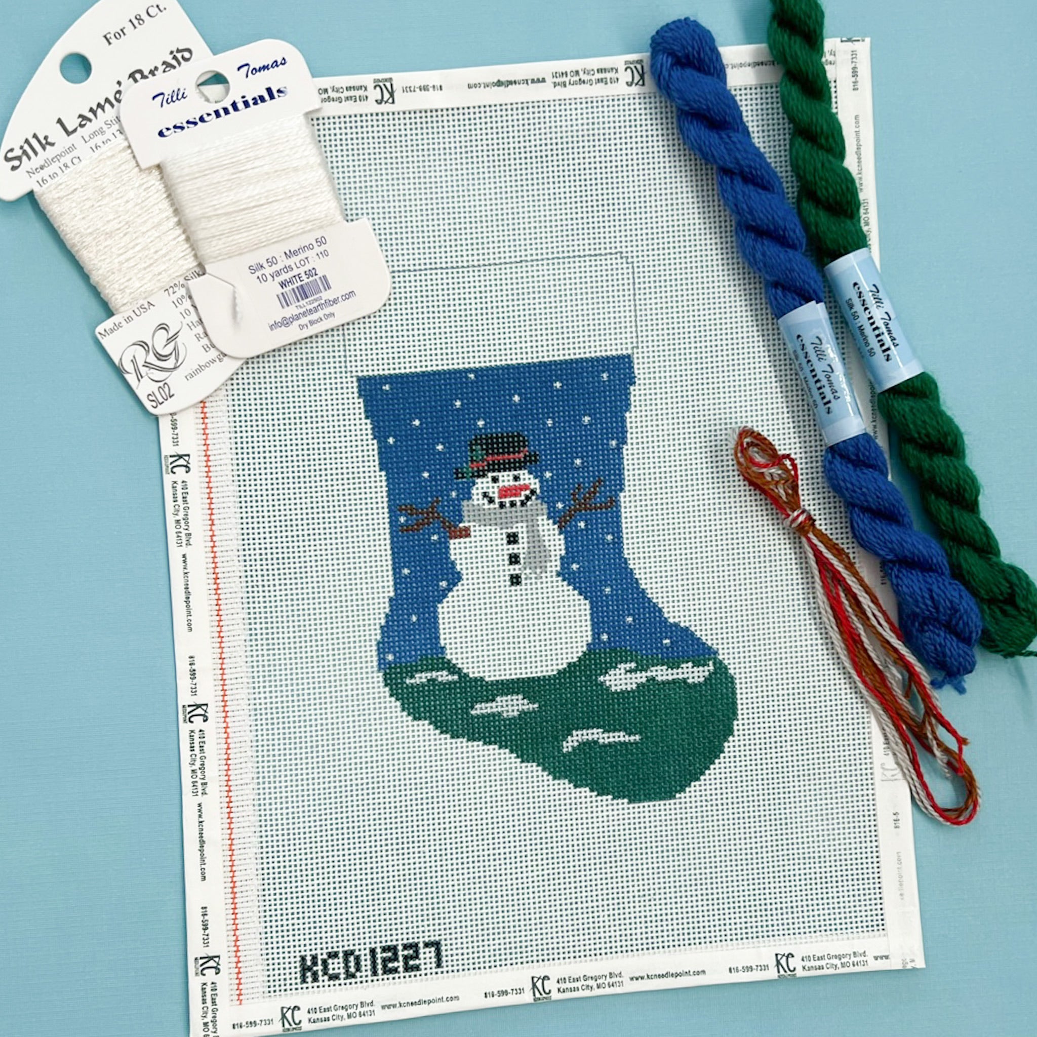 Snowman Mini Sock Kit - KC Needlepoint