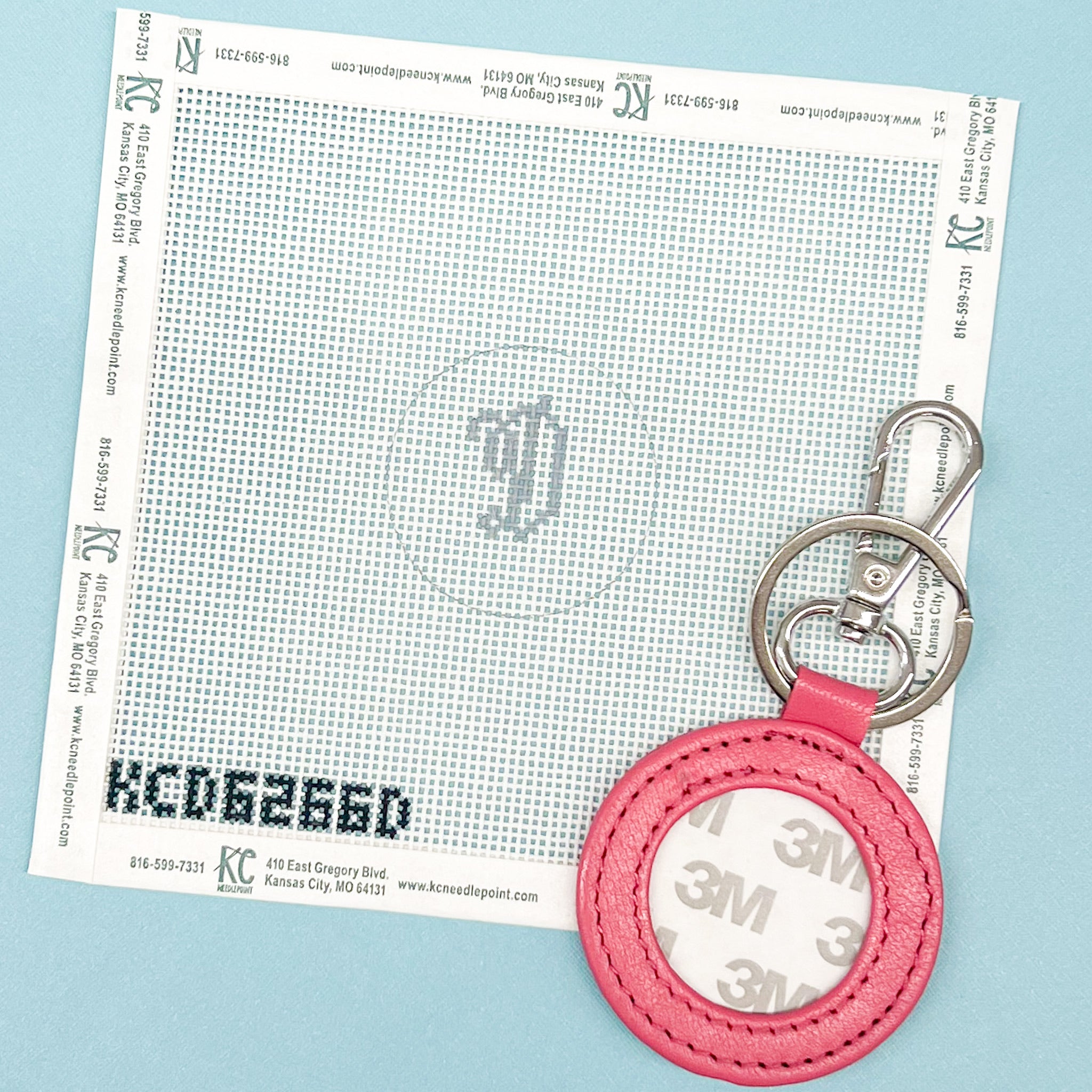 Single Letter Hot Pink Key Fob/Bag Tag Kit - KC Needlepoint