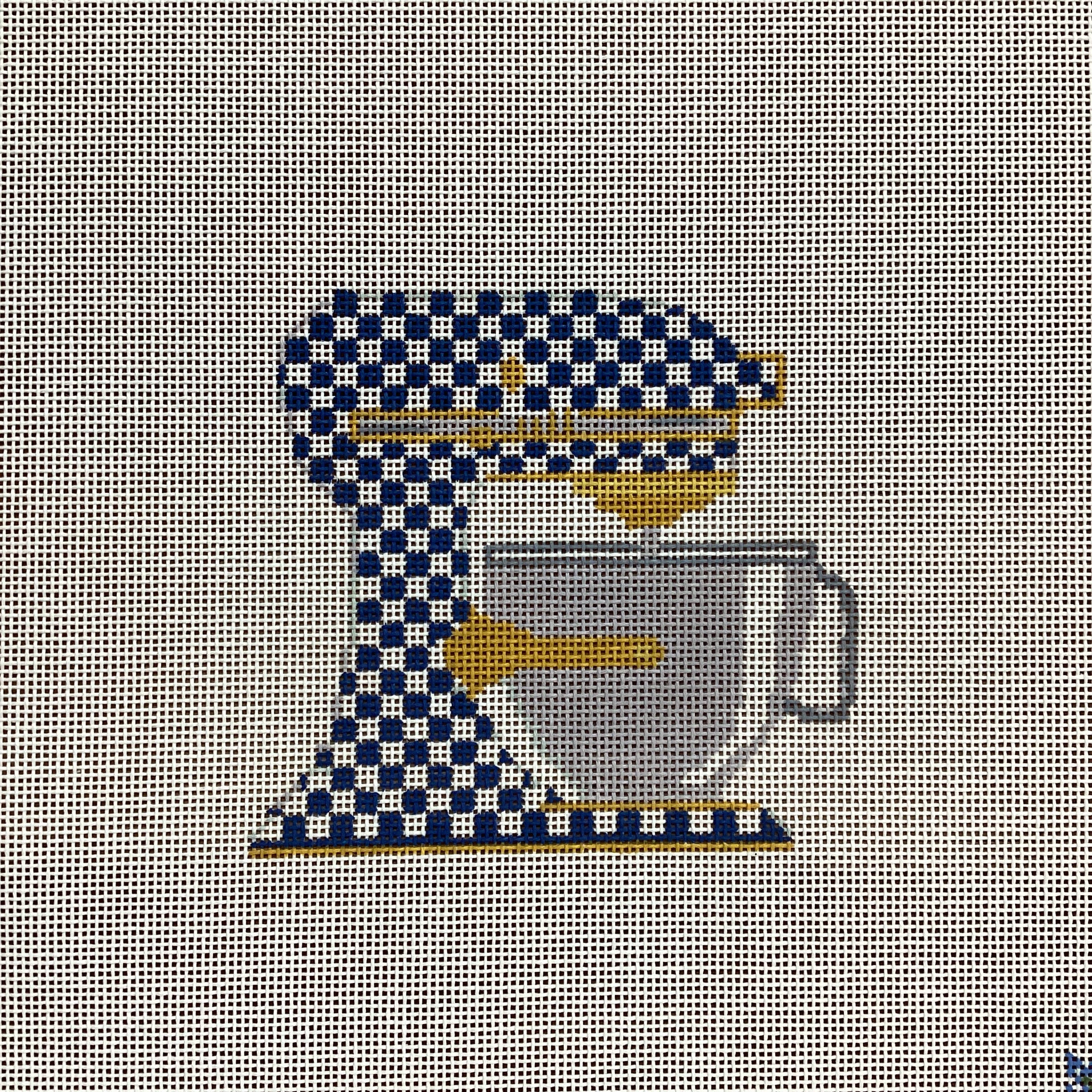 Blue and White Check Mixer Canvas - KC Needlepoint