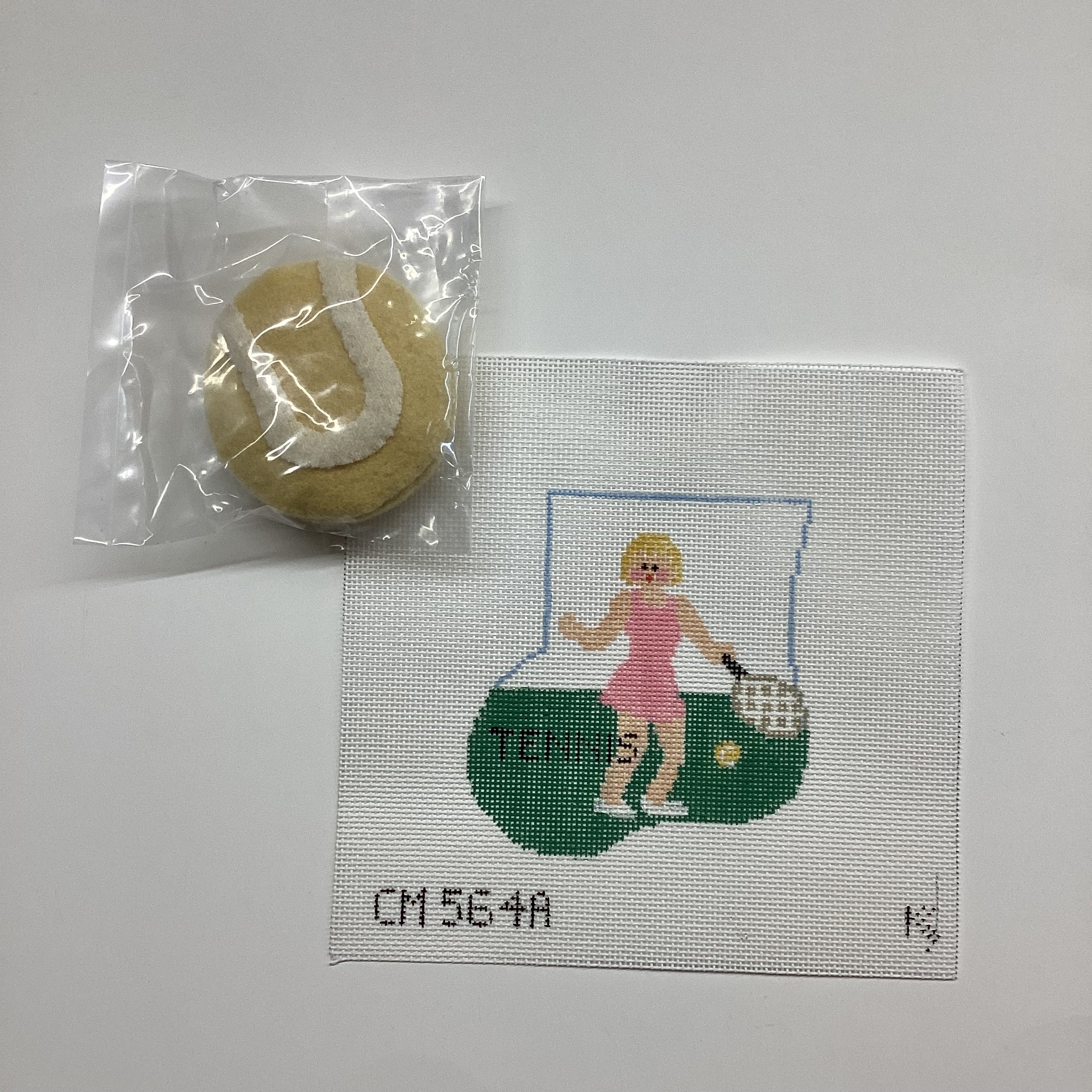 Tennis Girl with Ball Mini Sock Canvas - KC Needlepoint