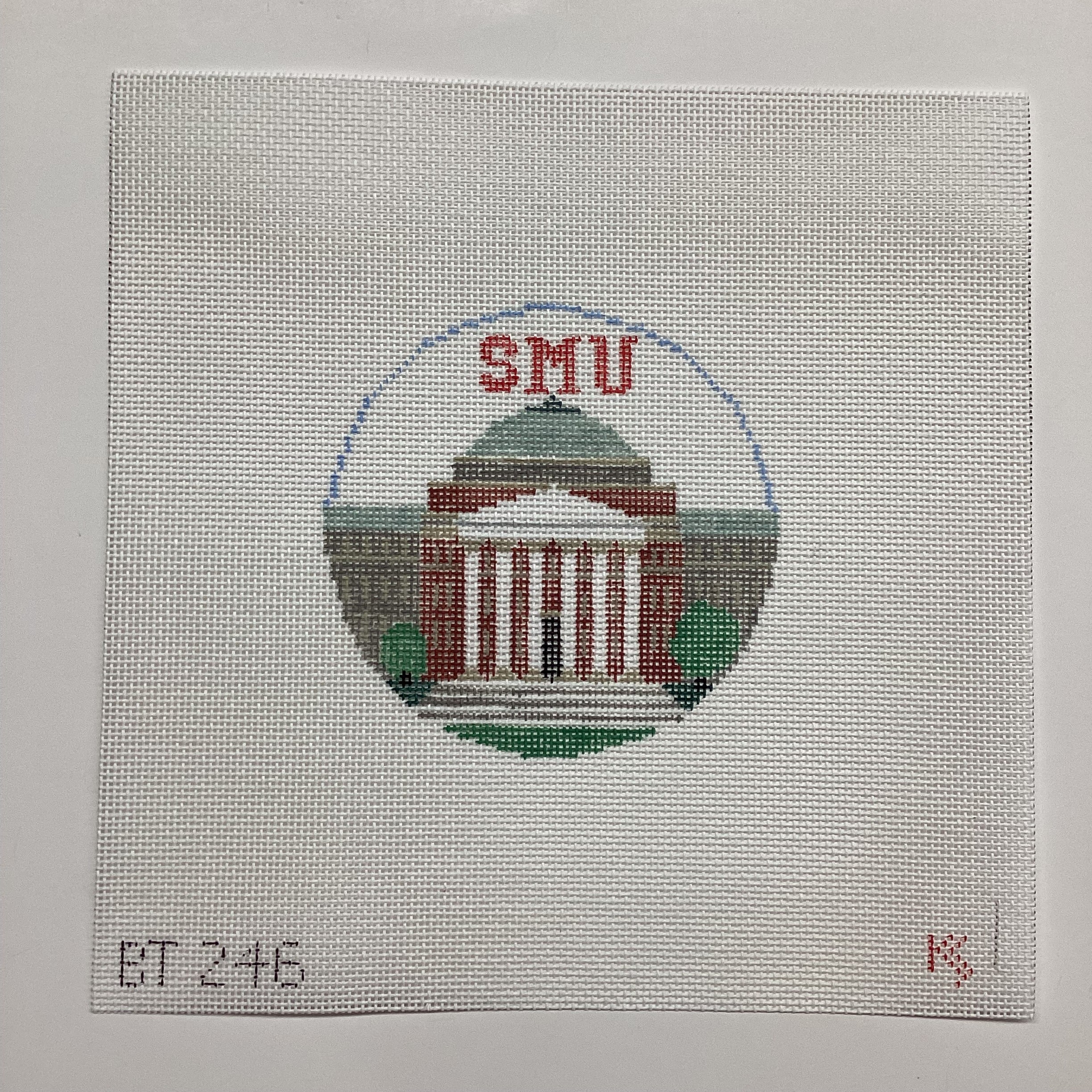 SMU Rotunda Round Canvas - KC Needlepoint