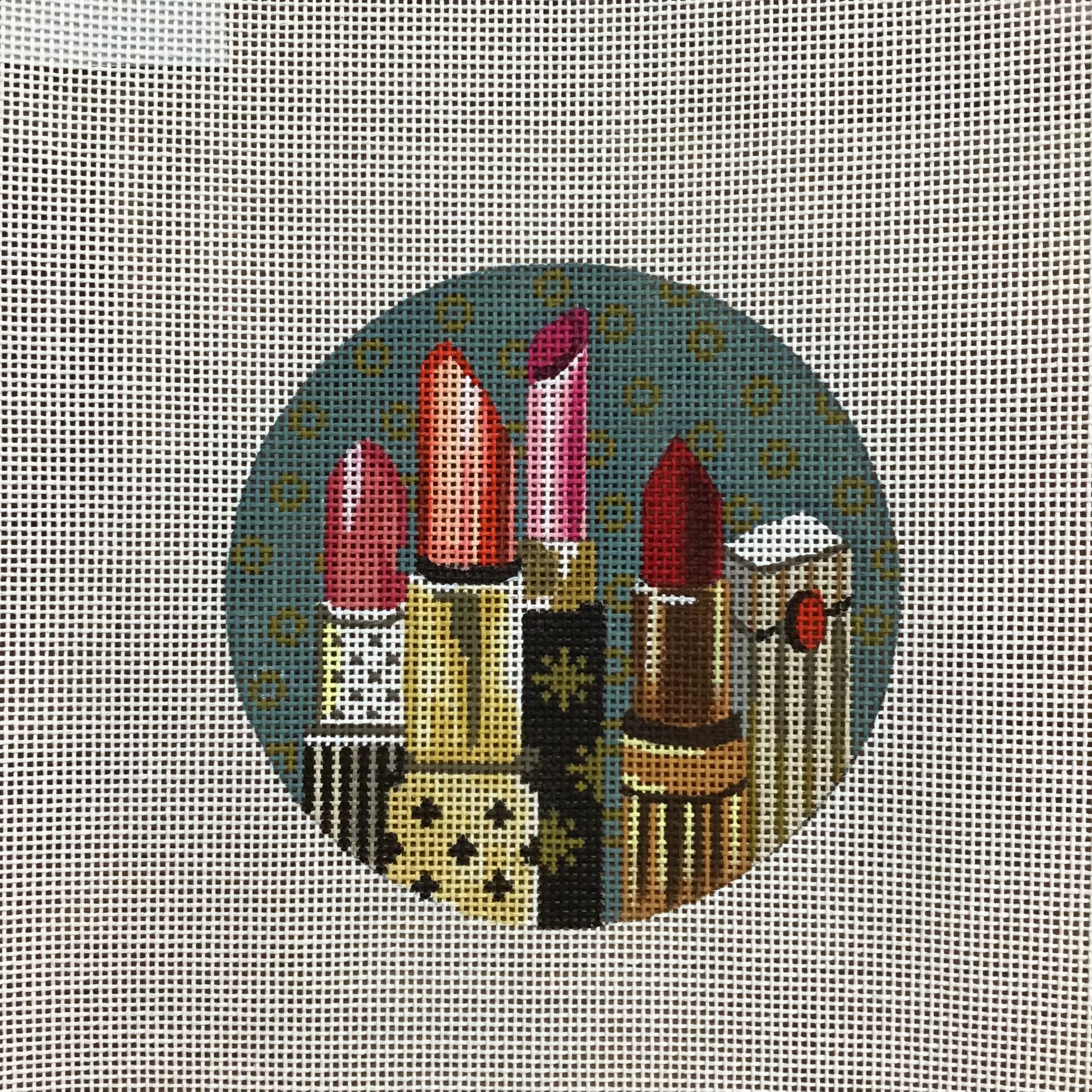 Lipsticks Round Canvas - KC Needlepoint