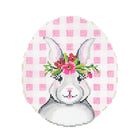 Bunny with Flower Crown on Pink Gingham Canvas - KC Needlepoint