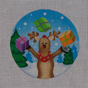 Package Juggling Reindeer Canvas - KC Needlepoint